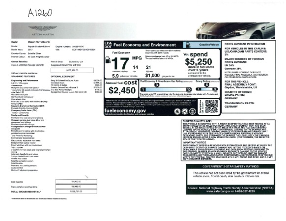 Used 2017 Aston Martin Rapide S Sedan for sale Sold at Bentley Greenwich in Greenwich CT 06830 23