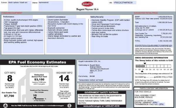 Used 2010 Bugatti Veyron 16.4 Sang Noir for sale Sold at Bentley Greenwich in Greenwich CT 06830 22