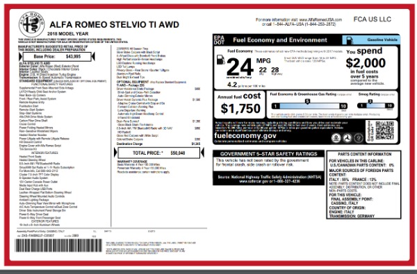 New 2018 Alfa Romeo Stelvio Ti Q4 for sale Sold at Bentley Greenwich in Greenwich CT 06830 26
