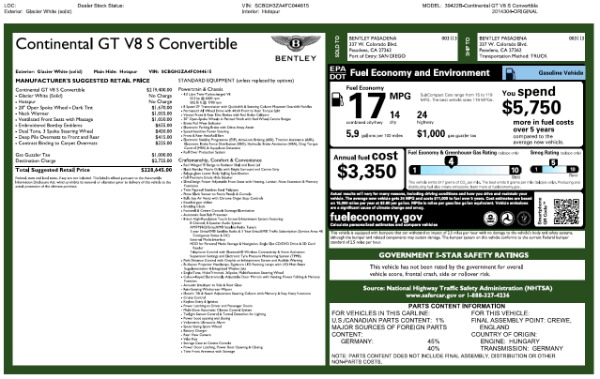 Used 2015 Bentley Continental GT V8 S for sale Sold at Bentley Greenwich in Greenwich CT 06830 26