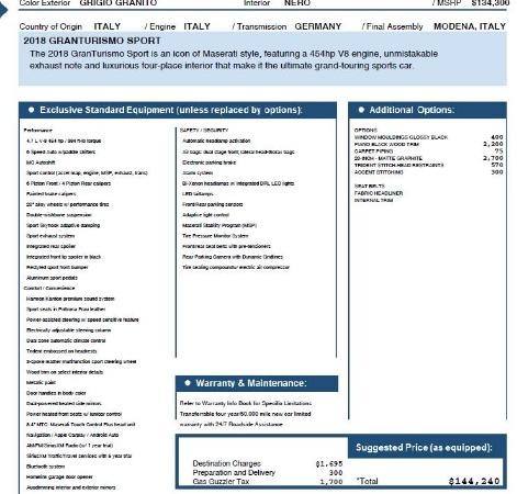 New 2018 Maserati GranTurismo Sport for sale Sold at Bentley Greenwich in Greenwich CT 06830 24