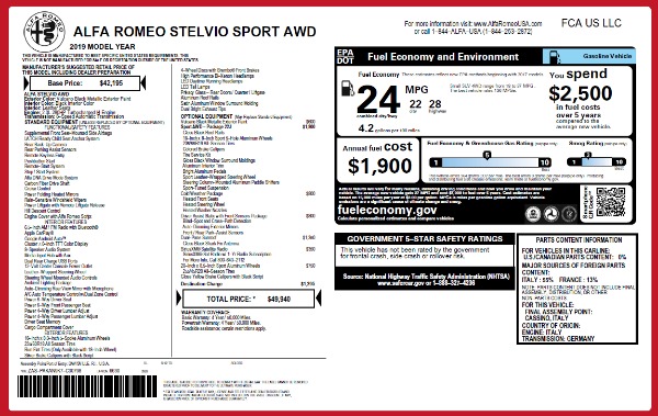 New 2019 Alfa Romeo Stelvio Q4 for sale Sold at Bentley Greenwich in Greenwich CT 06830 26