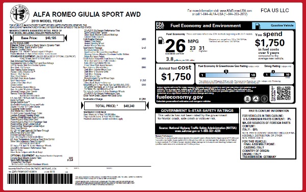 New 2019 Alfa Romeo Giulia Sport Q4 for sale Sold at Bentley Greenwich in Greenwich CT 06830 24