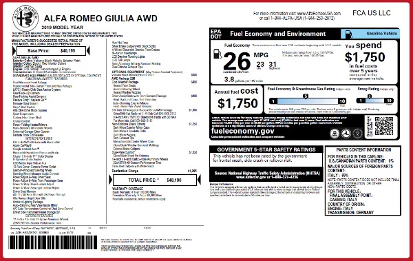 New 2019 Alfa Romeo Giulia Q4 for sale Sold at Bentley Greenwich in Greenwich CT 06830 26