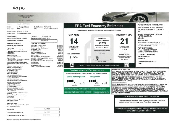 Used 2012 Aston Martin V8 Vantage S Coupe for sale Sold at Bentley Greenwich in Greenwich CT 06830 21