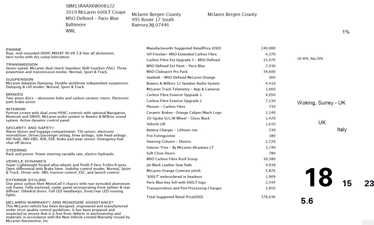 Pre Owned 19 Mclaren 600lt For Sale Special Pricing Bentley Greenwich Stock 3194