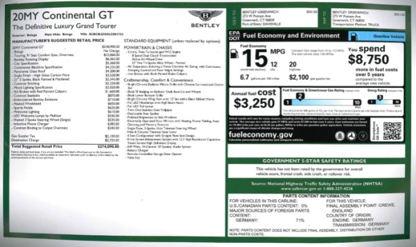 New 2020 Bentley Continental GT W12 for sale Sold at Bentley Greenwich in Greenwich CT 06830 27