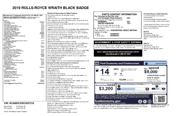 New 2019 Rolls-Royce Wraith Black Badge for sale Sold at Bentley Greenwich in Greenwich CT 06830 9