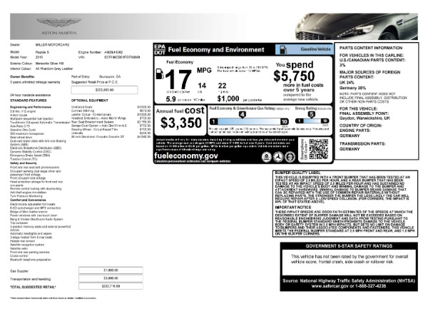 Used 2015 Aston Martin Rapide S Sedan for sale Sold at Bentley Greenwich in Greenwich CT 06830 24