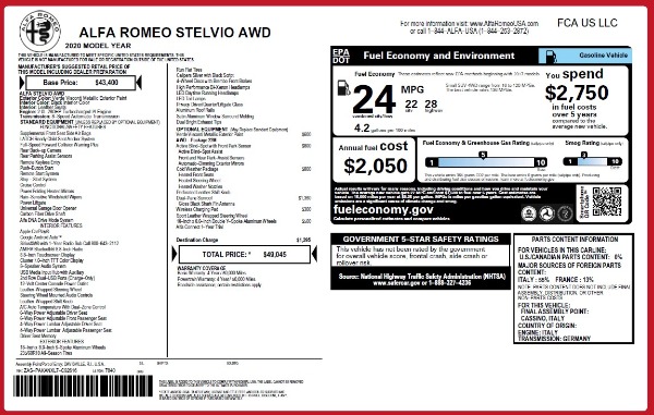 New 2020 Alfa Romeo Stelvio Q4 for sale $49,045 at Bentley Greenwich in Greenwich CT 06830 2