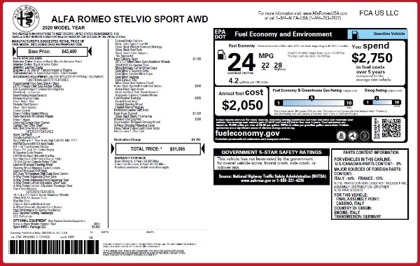 New 2020 Alfa Romeo Stelvio Sport Q4 for sale Sold at Bentley Greenwich in Greenwich CT 06830 2