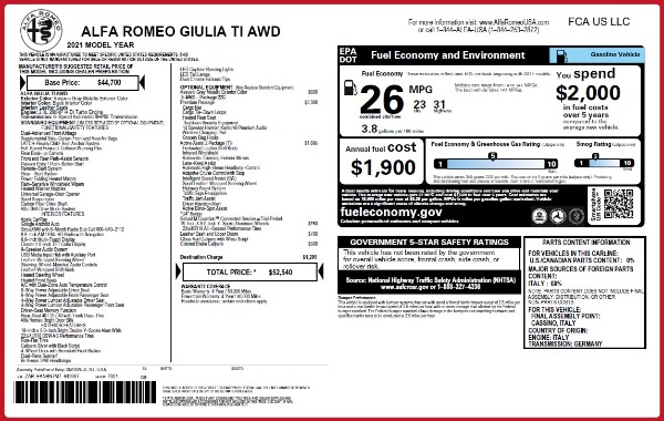 New 2021 Alfa Romeo Giulia Ti Q4 for sale Sold at Bentley Greenwich in Greenwich CT 06830 27