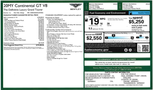New 2020 Bentley Continental GT V8 for sale Sold at Bentley Greenwich in Greenwich CT 06830 28
