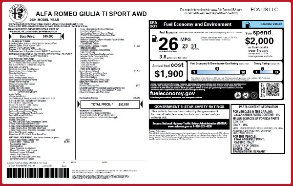 New 2021 Alfa Romeo Giulia Ti Sport Q4 for sale Sold at Bentley Greenwich in Greenwich CT 06830 24