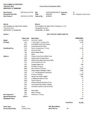 New 2021 Alfa Romeo Stelvio Ti Sport Q4 for sale Sold at Bentley Greenwich in Greenwich CT 06830 2