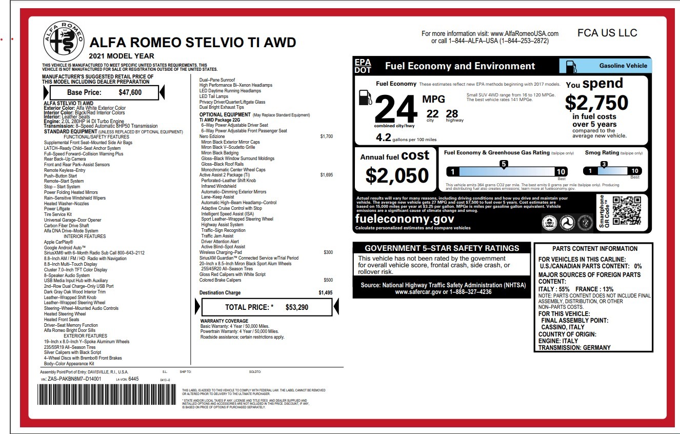 New 2021 Alfa Romeo Stelvio Ti for sale Sold at Bentley Greenwich in Greenwich CT 06830 1