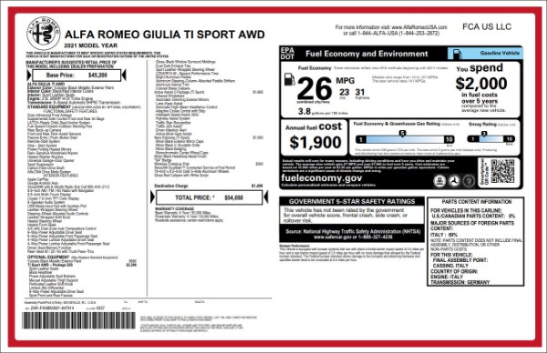 New 2021 Alfa Romeo Giulia Ti Sport Q4 for sale Sold at Bentley Greenwich in Greenwich CT 06830 19