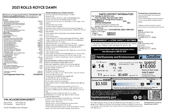 New 2021 Rolls-Royce Dawn for sale Sold at Bentley Greenwich in Greenwich CT 06830 9