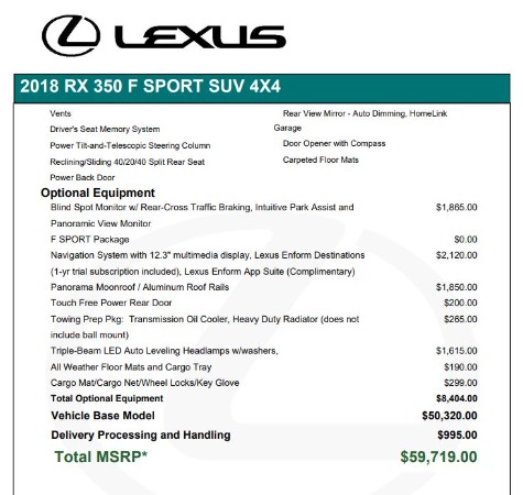 Used 2018 Lexus RX 350 F SPORT for sale Sold at Bentley Greenwich in Greenwich CT 06830 28