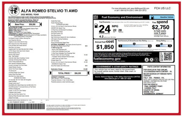 New 2022 Alfa Romeo Stelvio Ti for sale $56,255 at Bentley Greenwich in Greenwich CT 06830 20