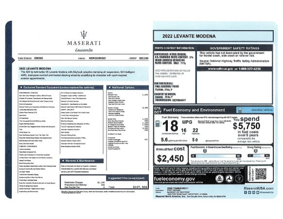 New 2022 Maserati Levante Modena for sale $88,900 at Bentley Greenwich in Greenwich CT 06830 22