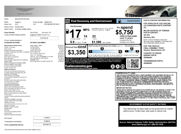 Used 2015 Aston Martin Rapide S for sale Sold at Bentley Greenwich in Greenwich CT 06830 17