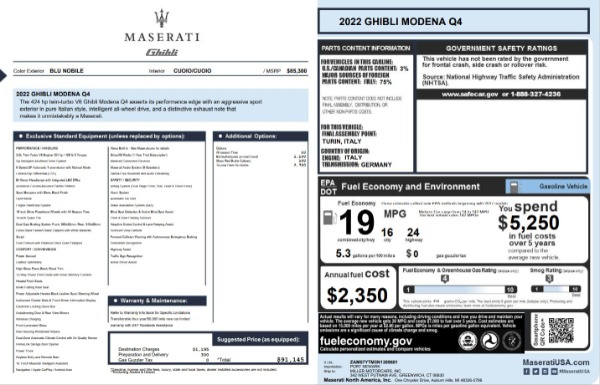 New 2022 Maserati Ghibli Modena Q4 for sale $91,145 at Bentley Greenwich in Greenwich CT 06830 2