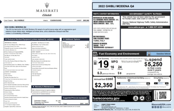 Used 2022 Maserati Ghibli Modena Q4 for sale Sold at Bentley Greenwich in Greenwich CT 06830 21