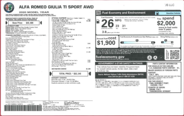 Used 2020 Alfa Romeo Giulia Ti Sport for sale Sold at Bentley Greenwich in Greenwich CT 06830 24