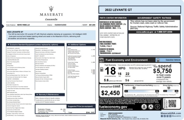 Used 2022 Maserati Levante GT for sale $52,900 at Bentley Greenwich in Greenwich CT 06830 23