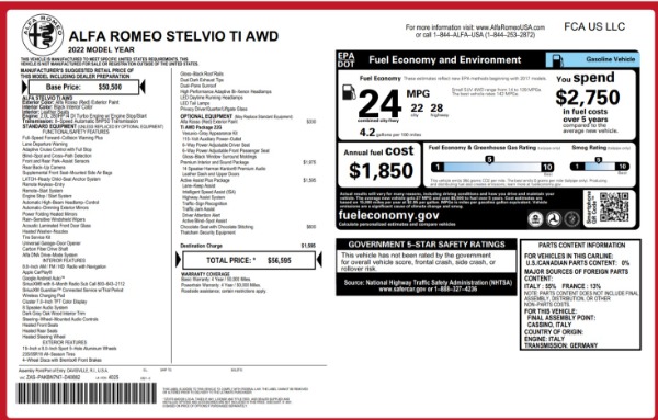 New 2022 Alfa Romeo Stelvio Ti for sale Sold at Bentley Greenwich in Greenwich CT 06830 20