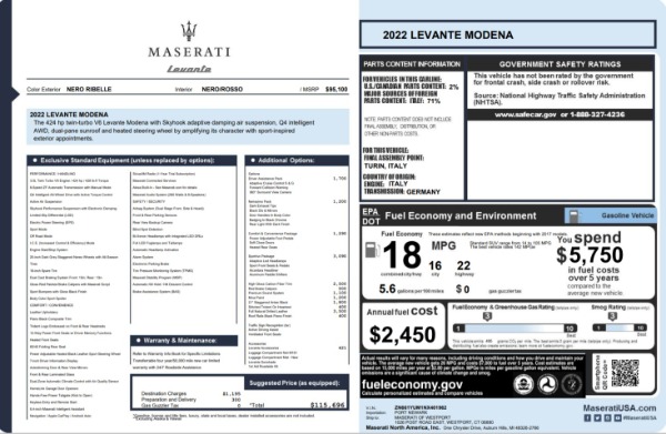 New 2022 Maserati Levante Modena for sale $115,696 at Bentley Greenwich in Greenwich CT 06830 22
