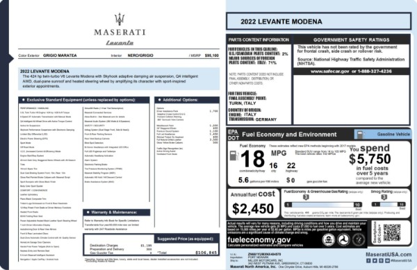 Used 2022 Maserati Levante Modena for sale $39,995 at Bentley Greenwich in Greenwich CT 06830 20