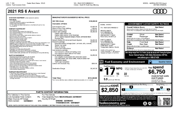 Used 2021 Audi RS 6 Avant 4.0T quattro Avant for sale Sold at Bentley Greenwich in Greenwich CT 06830 26