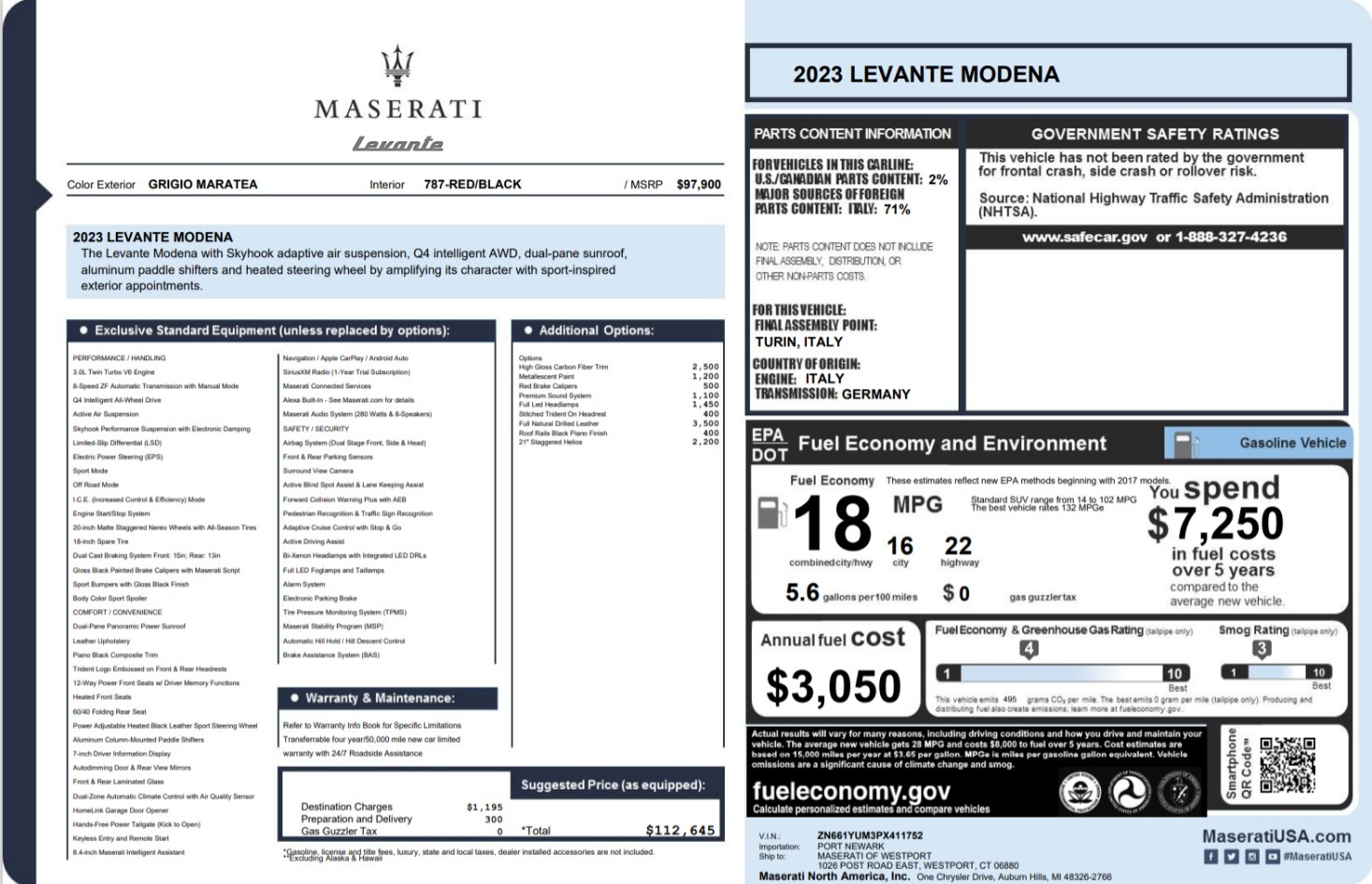 Used 2023 Maserati Levante Modena for sale $51,900 at Bentley Greenwich in Greenwich CT 06830 1