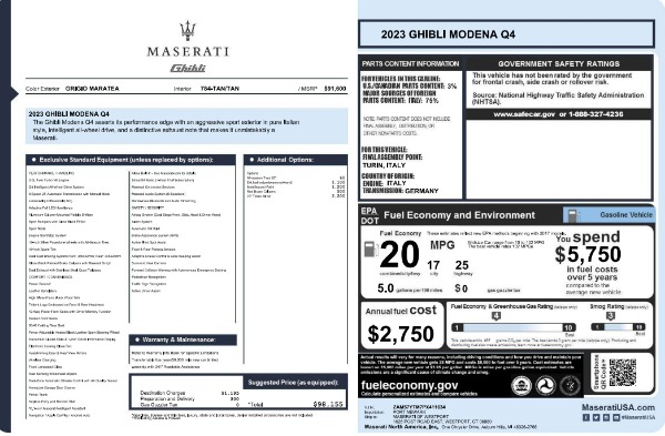 New 2023 Maserati Ghibli Modena Q4 for sale $98,155 at Bentley Greenwich in Greenwich CT 06830 21