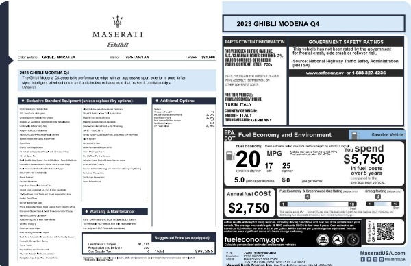 New 2023 Maserati Ghibli Modena Q4 for sale $98,295 at Bentley Greenwich in Greenwich CT 06830 20