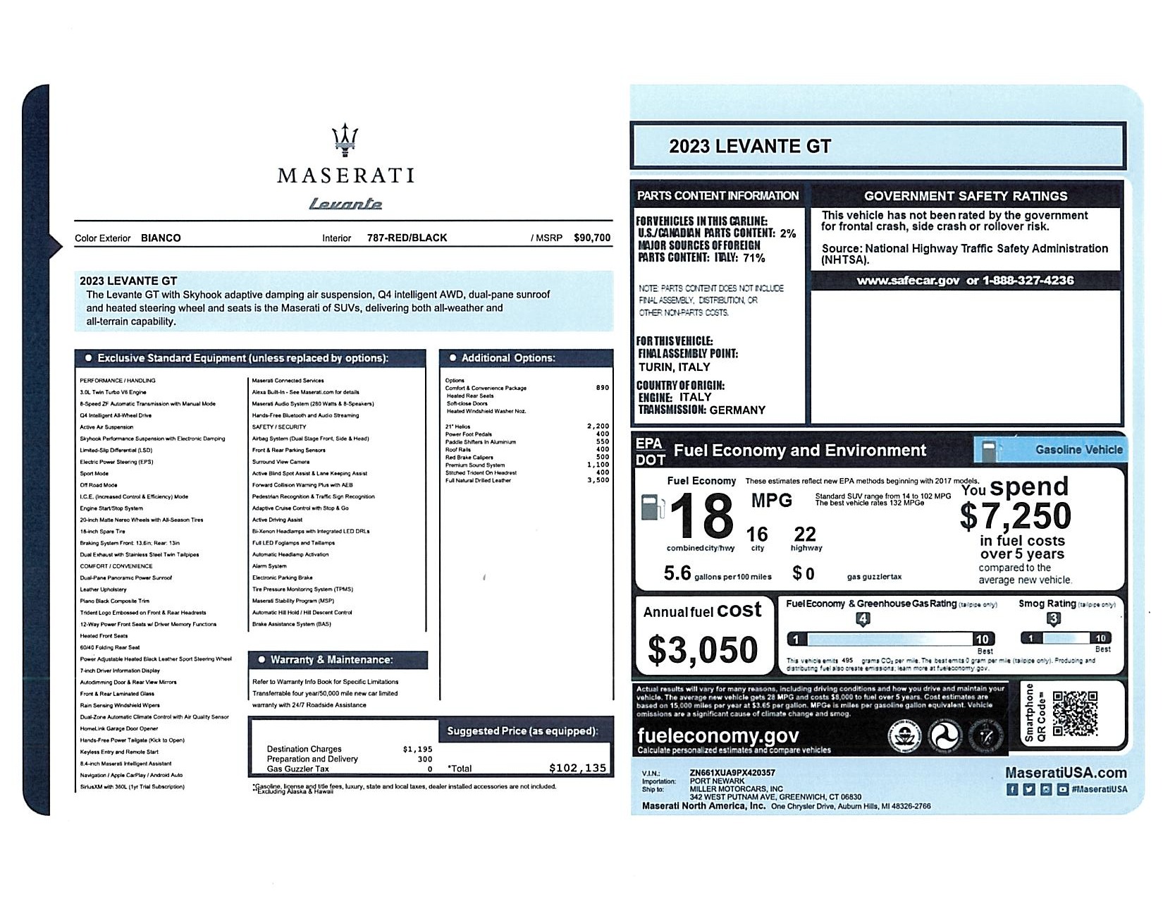 Used 2023 Maserati Levante GT for sale $46,900 at Bentley Greenwich in Greenwich CT 06830 1