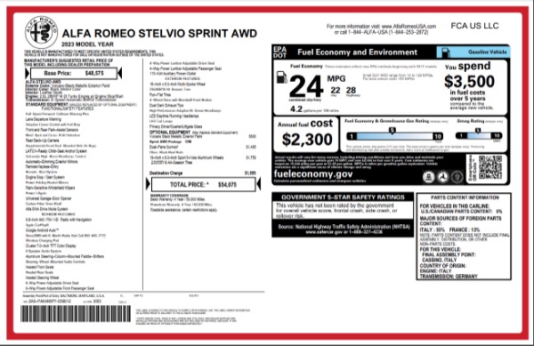 New 2023 Alfa Romeo Stelvio Sprint for sale $54,075 at Bentley Greenwich in Greenwich CT 06830 22