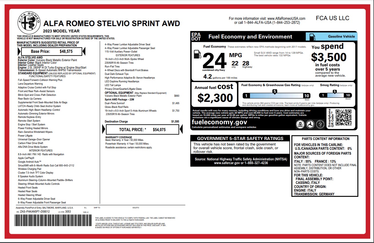 Used 2023 Alfa Romeo Stelvio Sprint for sale $29,900 at Bentley Greenwich in Greenwich CT 06830 1