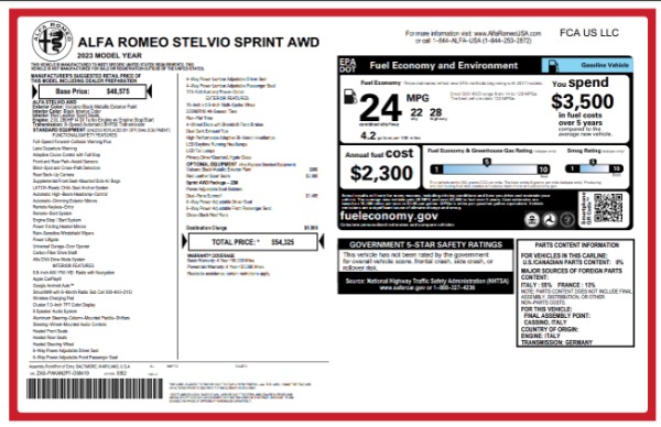 New 2023 Alfa Romeo Stelvio Sprint for sale $54,325 at Bentley Greenwich in Greenwich CT 06830 25