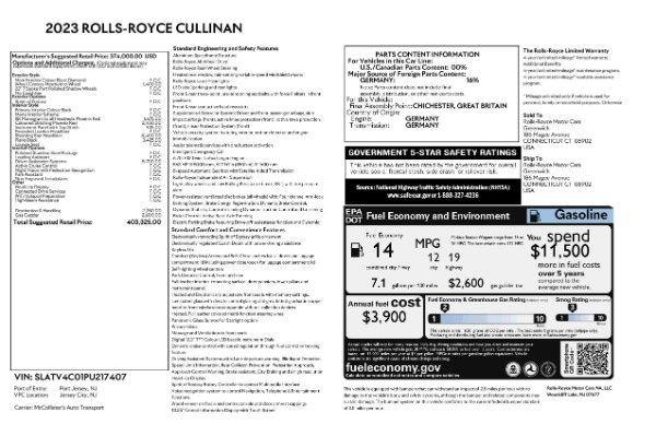 New 2023 Rolls-Royce Cullinan for sale Call for price at Bentley Greenwich in Greenwich CT 06830 9