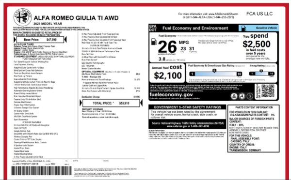 New 2023 Alfa Romeo Giulia Ti for sale $53,910 at Bentley Greenwich in Greenwich CT 06830 23