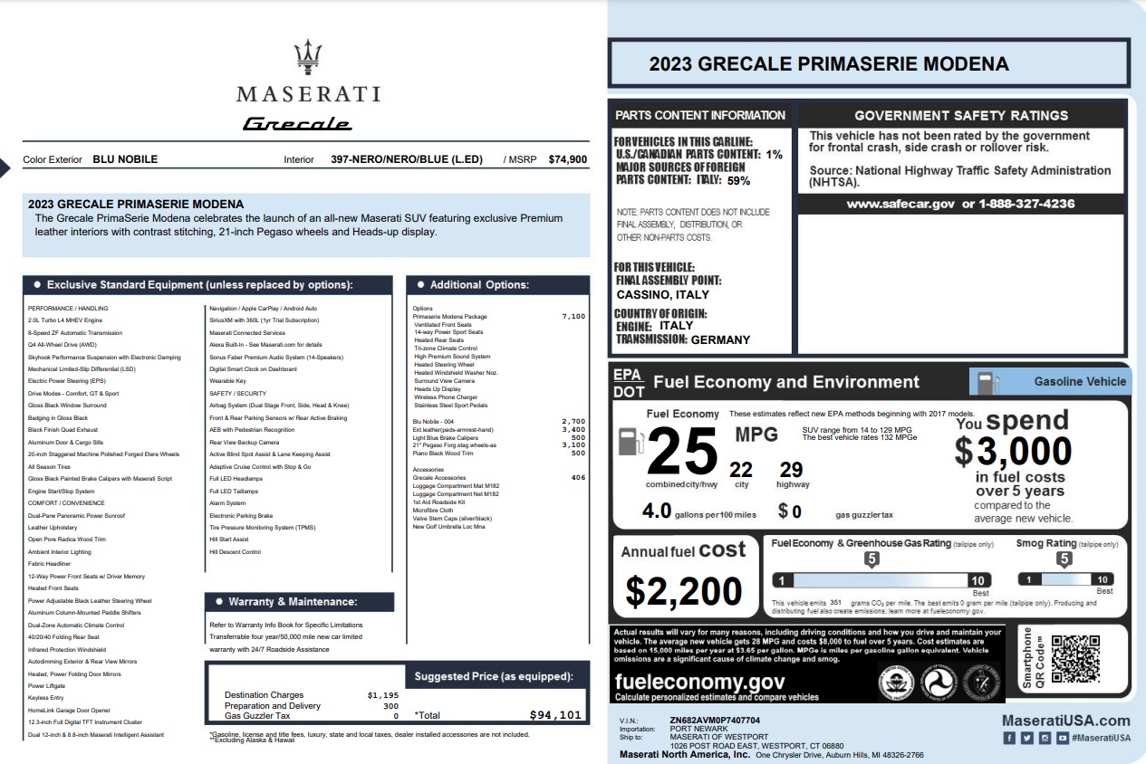 Used 2023 Maserati Grecale Modena for sale $48,900 at Bentley Greenwich in Greenwich CT 06830 1
