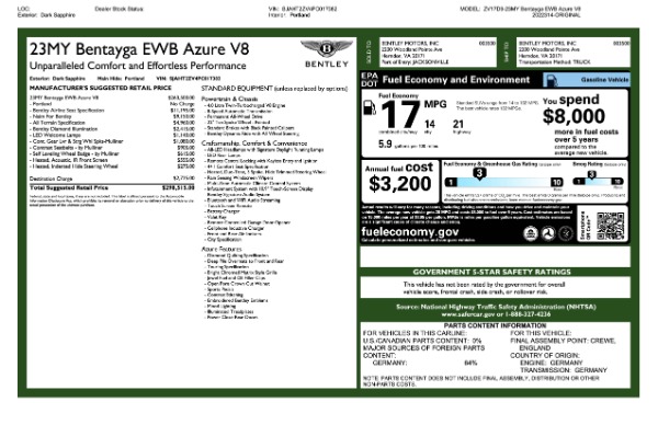 Used 2023 Bentley Bentayga EWB Azure V8 for sale $267,900 at Bentley Greenwich in Greenwich CT 06830 26