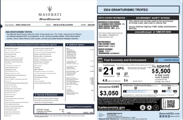 New 2024 Maserati GranTurismo Trofeo for sale $233,365 at Bentley Greenwich in Greenwich CT 06830 25