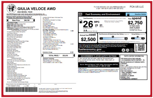 New 2024 Alfa Romeo Giulia Veloce for sale $53,940 at Bentley Greenwich in Greenwich CT 06830 22