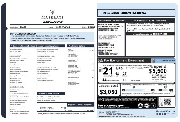 New 2024 Maserati GranTurismo Modena for sale $188,115 at Bentley Greenwich in Greenwich CT 06830 21