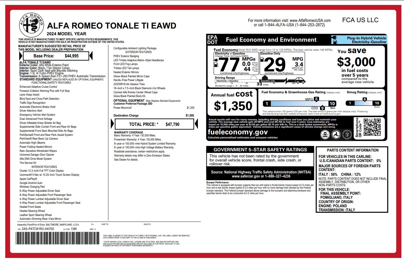 New 2024 Alfa Romeo Tonale Ti for sale $47,790 at Bentley Greenwich in Greenwich CT 06830 1