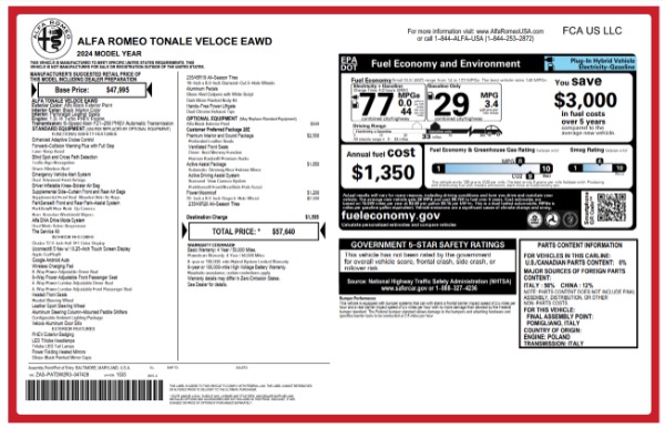New 2024 Alfa Romeo Tonale Veloce for sale $57,640 at Bentley Greenwich in Greenwich CT 06830 22